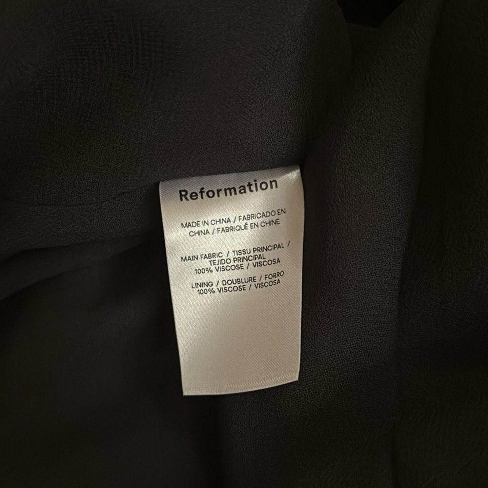 NEW Reformation Juliette Midi Dress  in Black Tie Straps Side Slit | size 2 - Picture 9 of 13